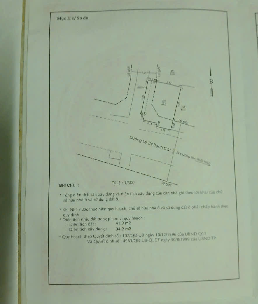 Bán nhà căn góc 2 mặt tiền Lê Thị Bạch Cát, Phường 11, Quận 11 diện tích công nhận 99.9m2 2