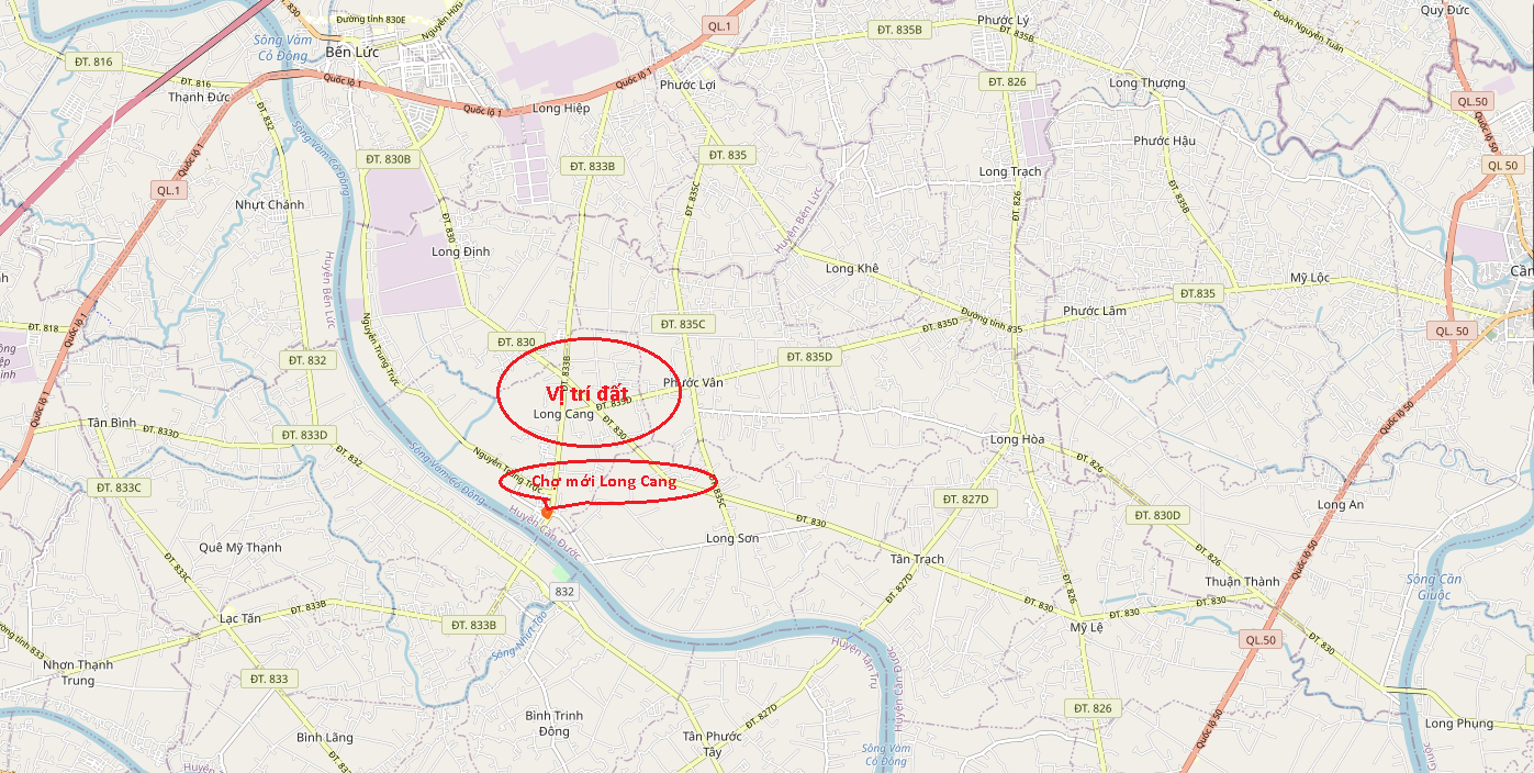 Bán lô đất mặt tiền đường TL830 Xã Long Cang, Cần Đước, Long An đường lớn có vỉa hè rộng 3m 1