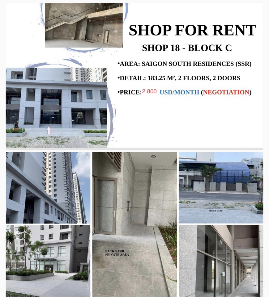 For Rent Shop SaiGonSouth Residence - Nhabe District